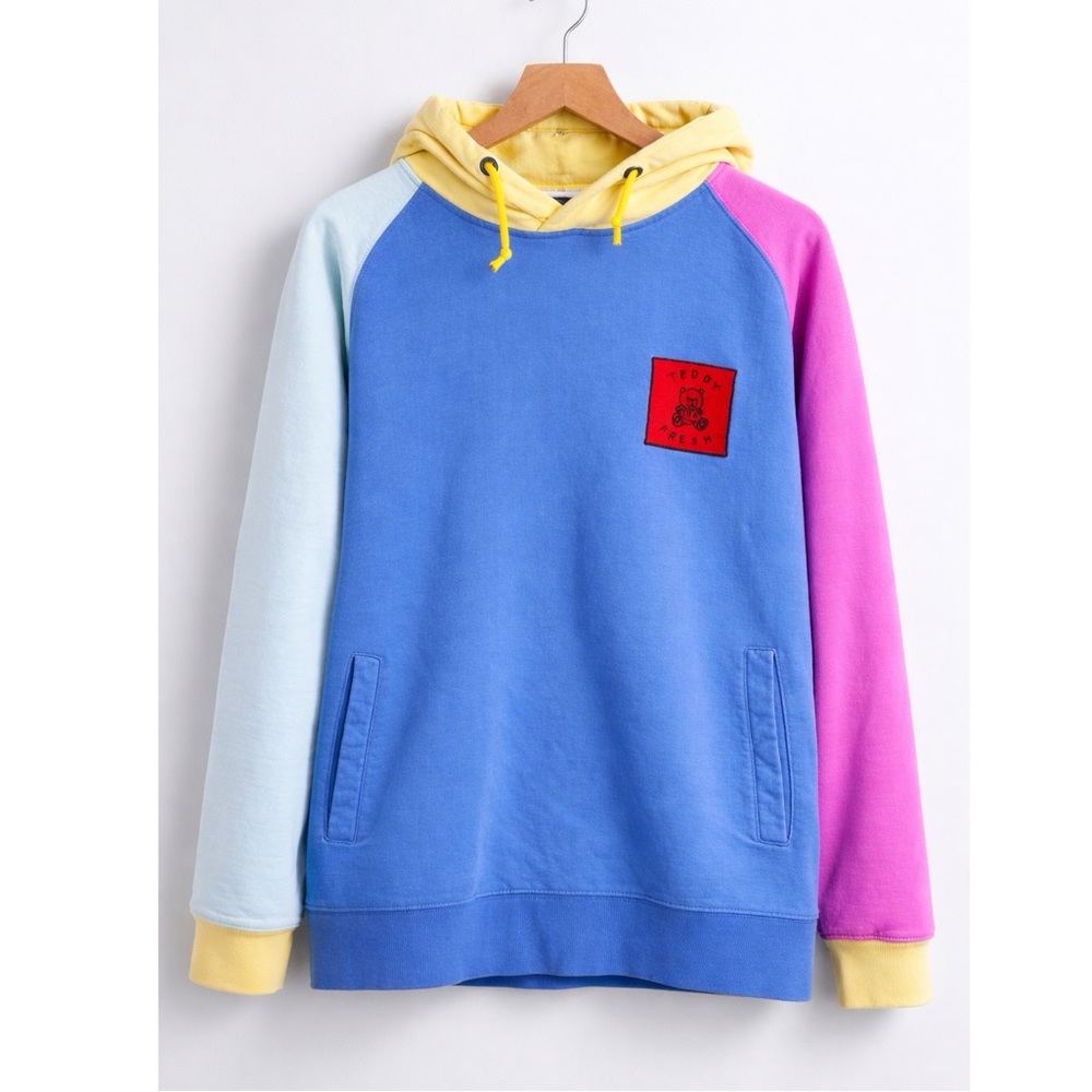 Teddy Fresh Pastel Colorblock Hoodie 100% Cotton L